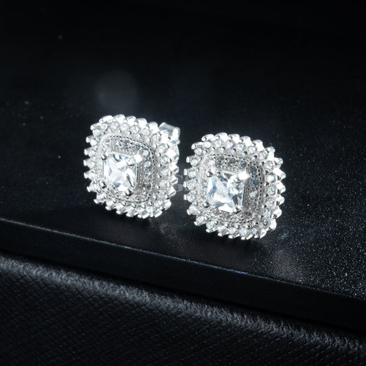 Silver Glacier Cube Stud