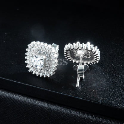 Silver Glacier Cube Stud