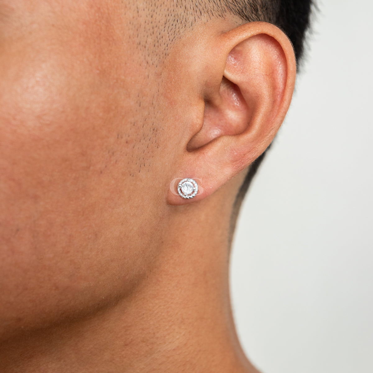 Silver Iced Sailor Stud