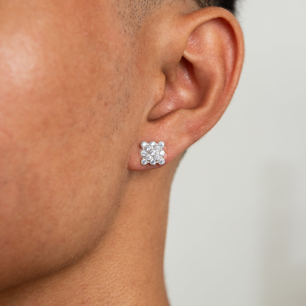 Silver Iced Out II Stud