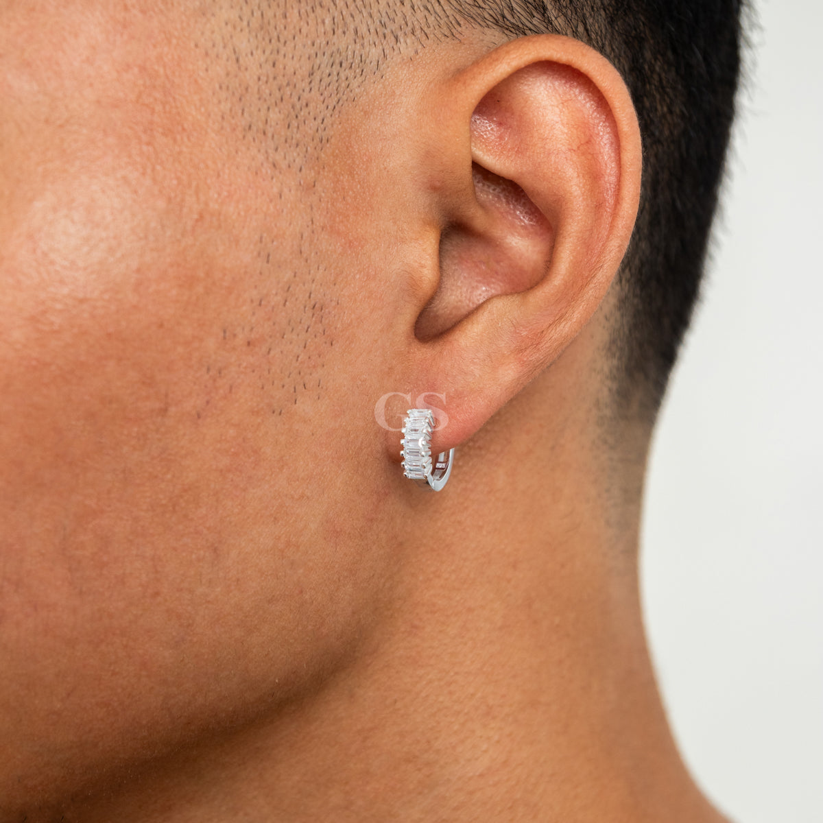 Silver Iced IV Hoop