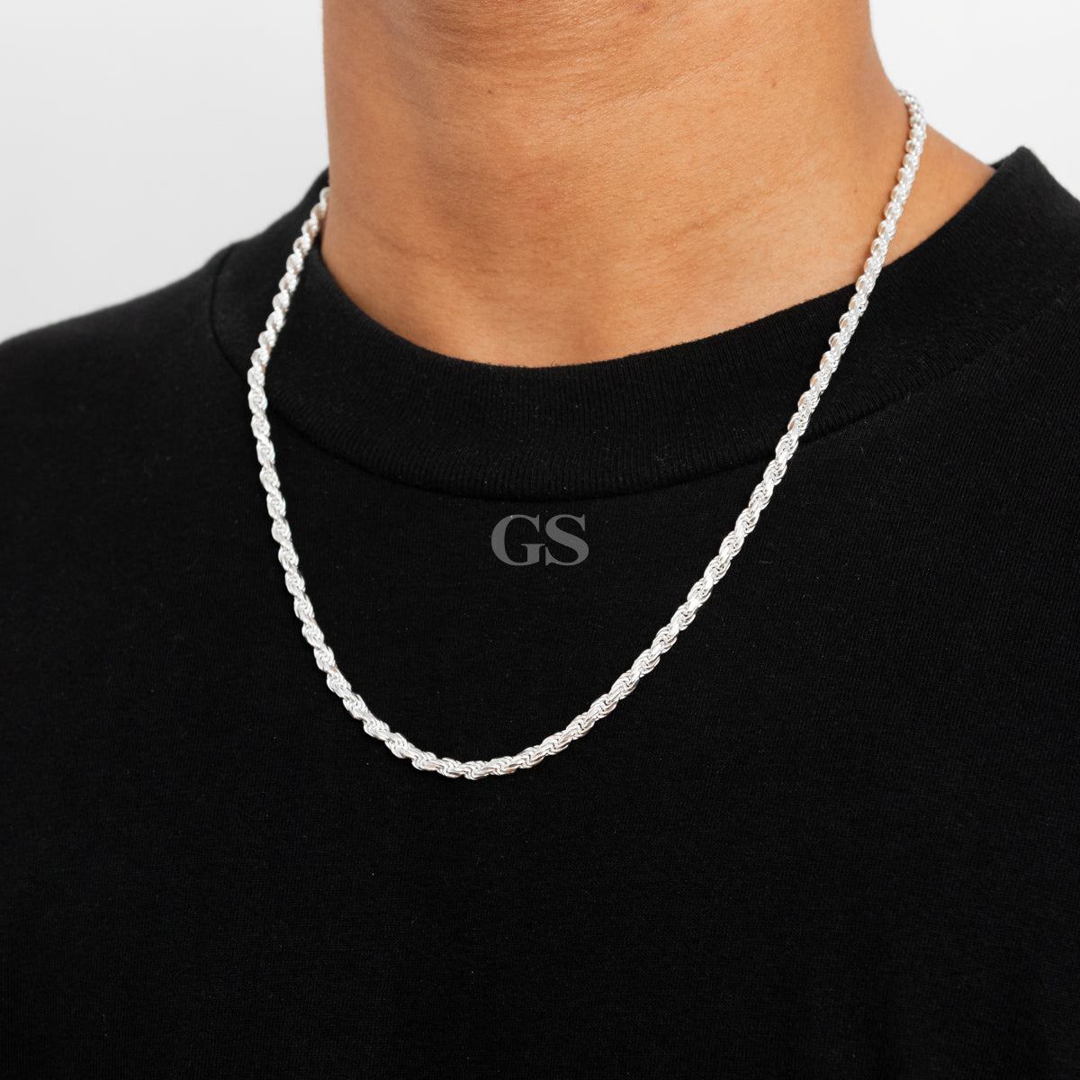 Silver 4mm Rope Necklace
