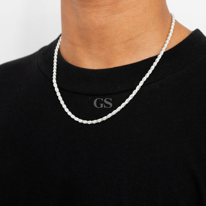 Silver 4mm Rope Necklace
