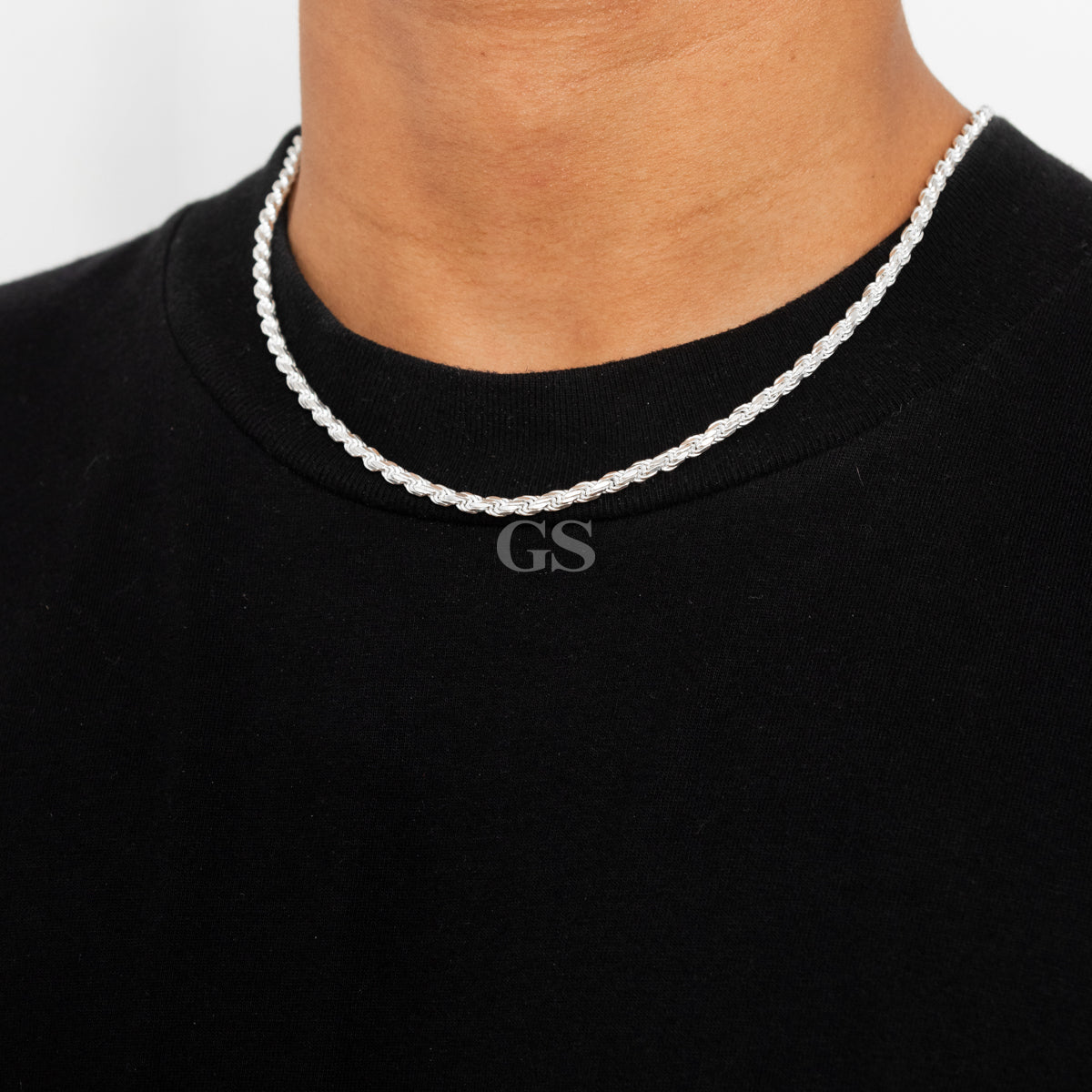 Silver 4mm Rope Necklace