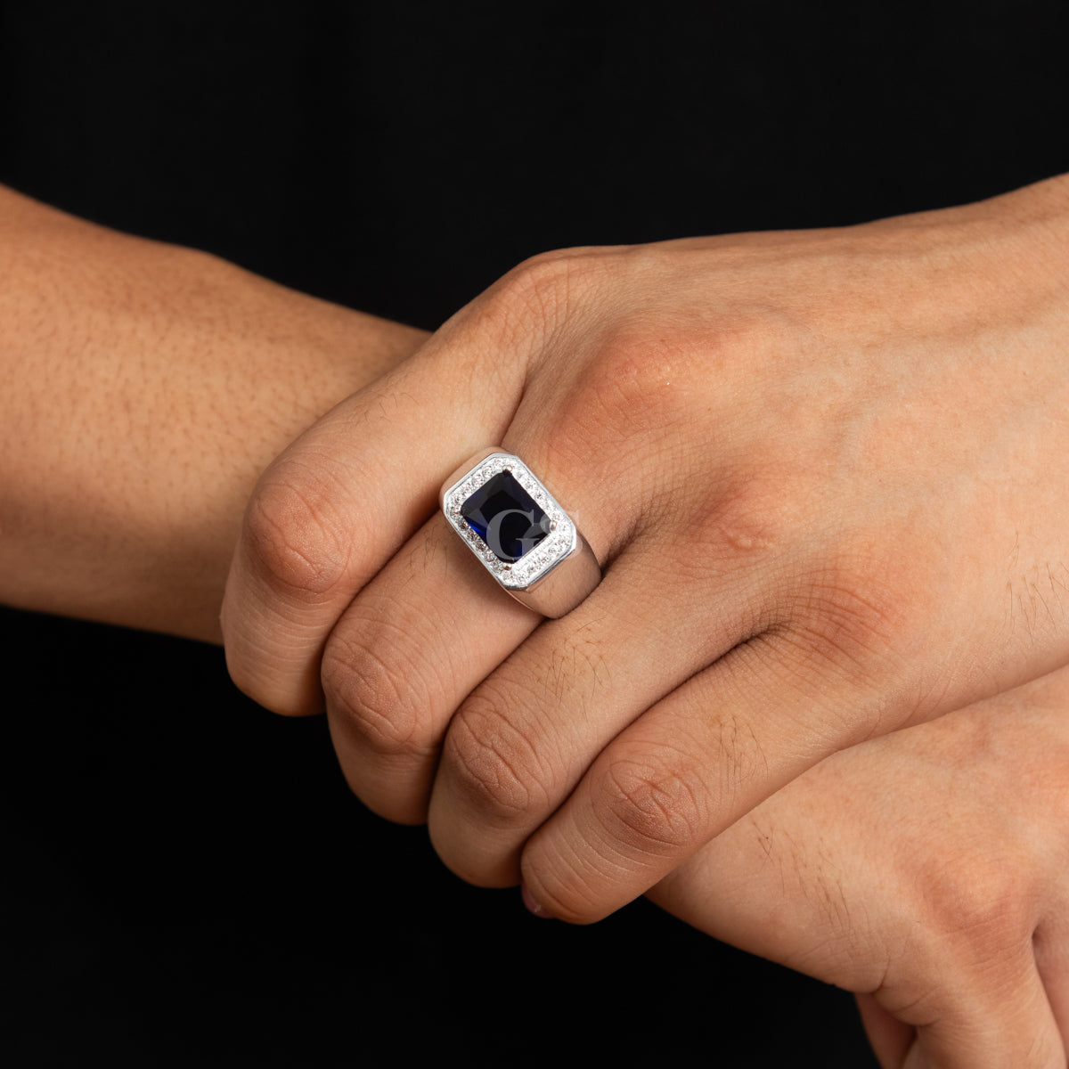 Silver Sapphire Adjustable Ring