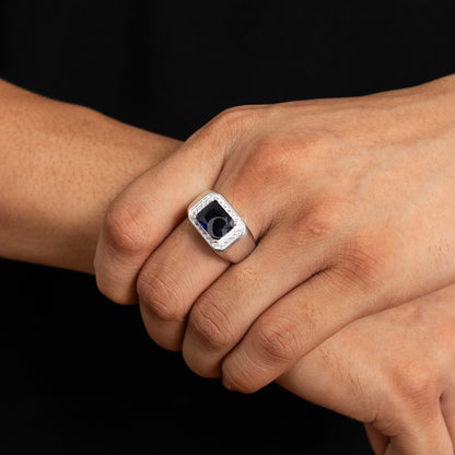 Silver Sapphire Adjustable Ring