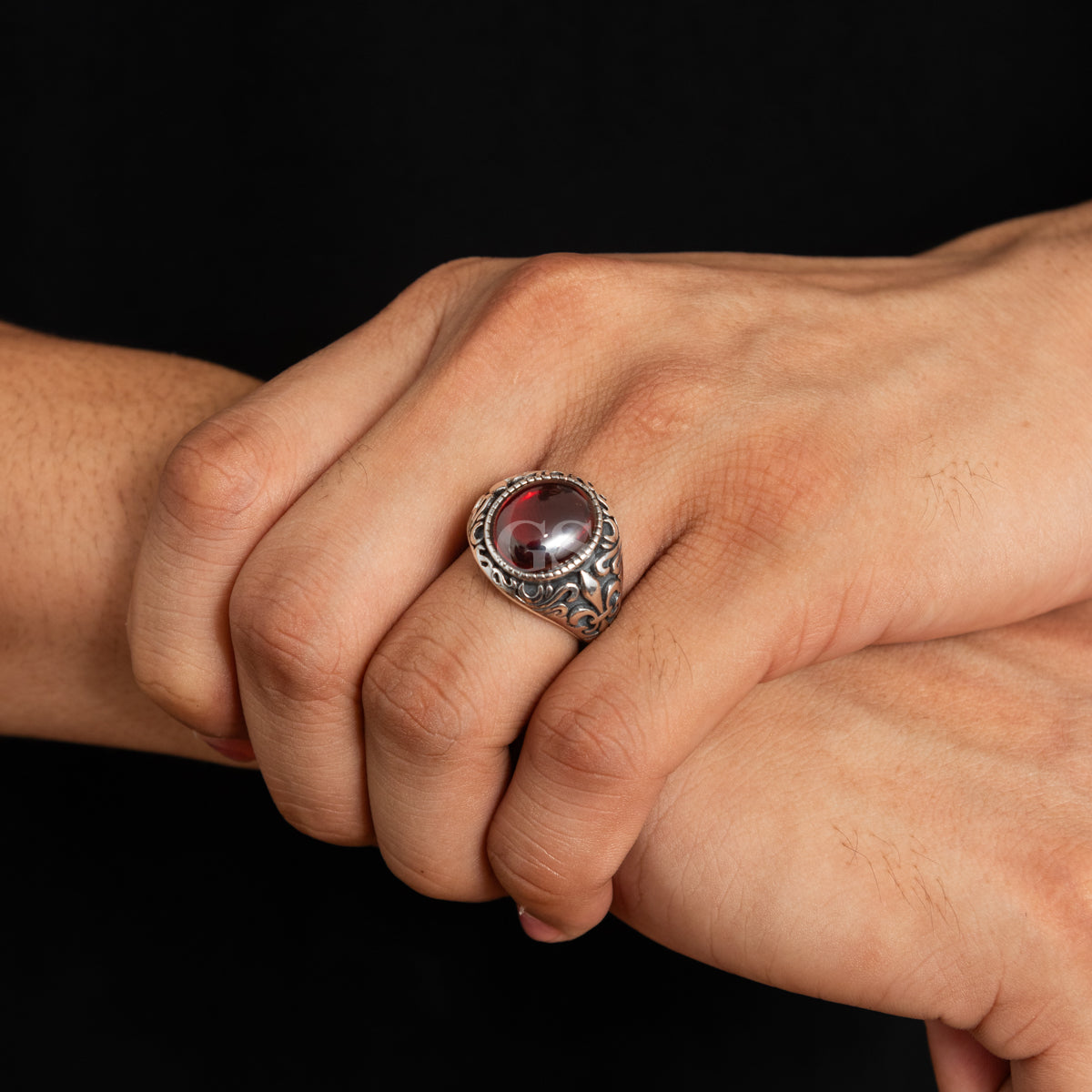 Silver Oval Ruby Ring