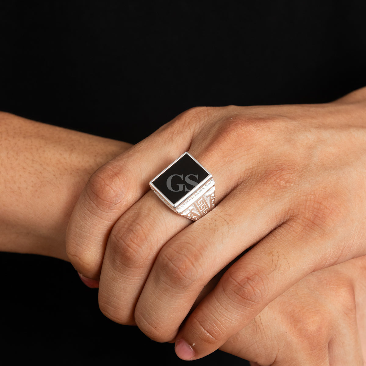 Silver Onyx Frame Ring