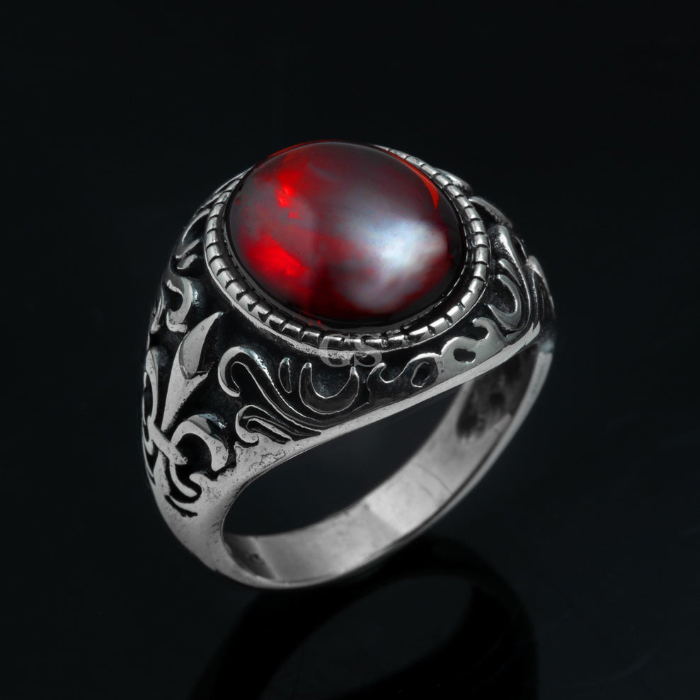 Silver Oval Ruby Ring