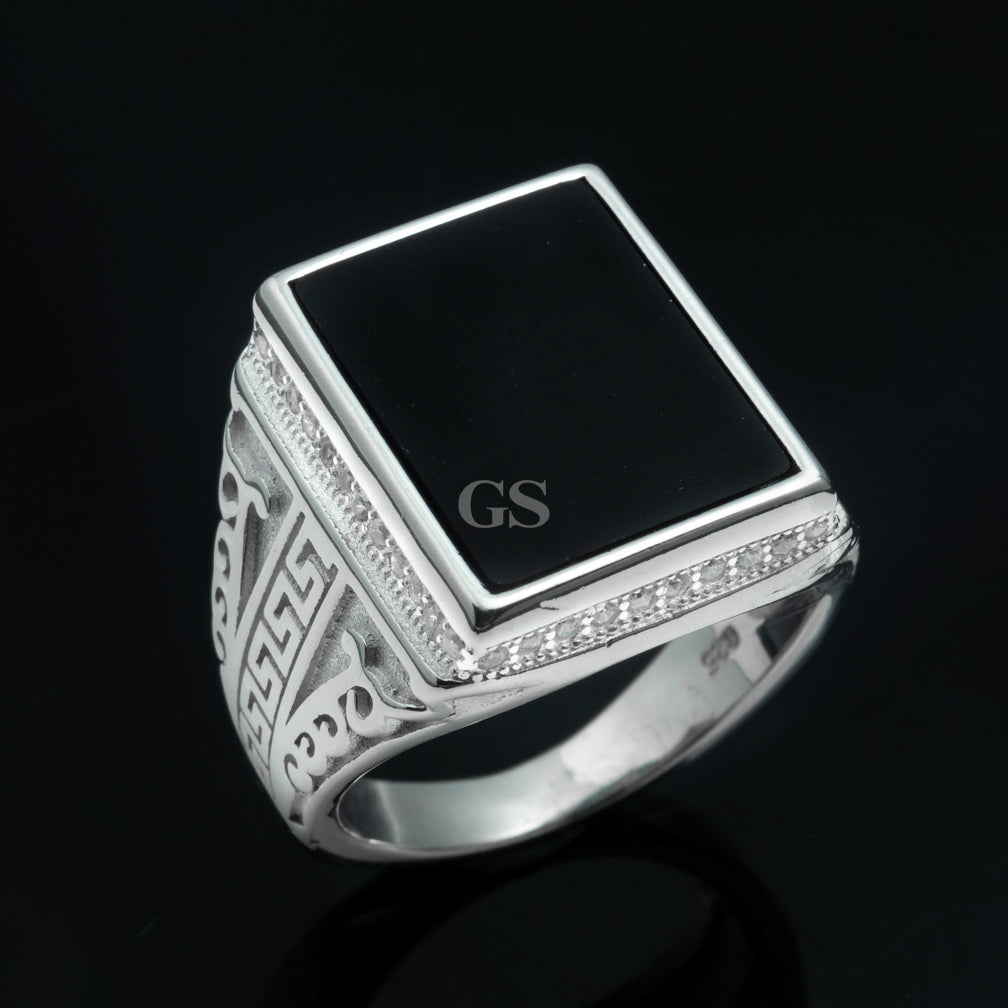 Silver Onyx Frame Ring