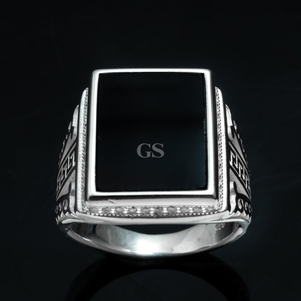Silver Onyx Frame Ring