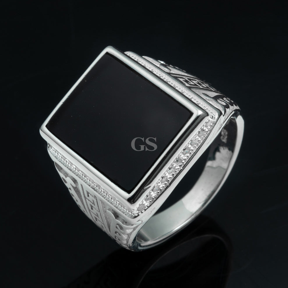 Silver Onyx Frame Ring