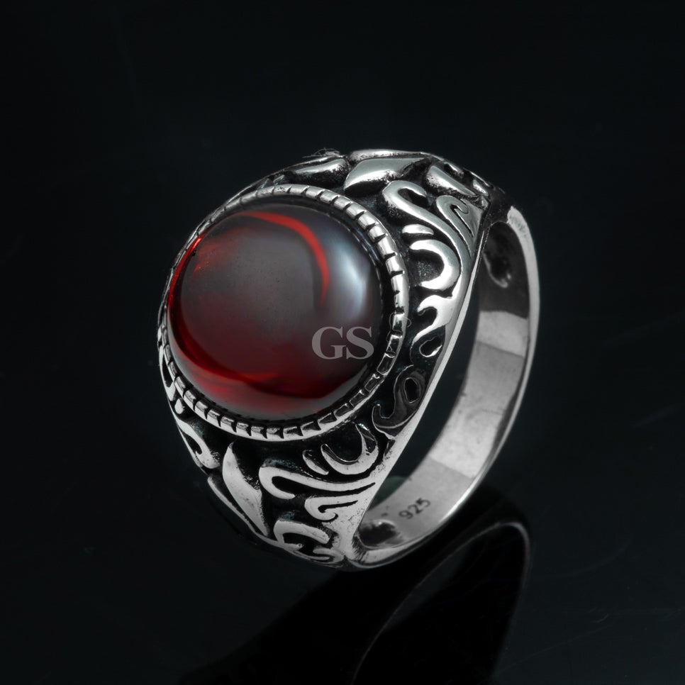 Silver Oval Ruby Ring
