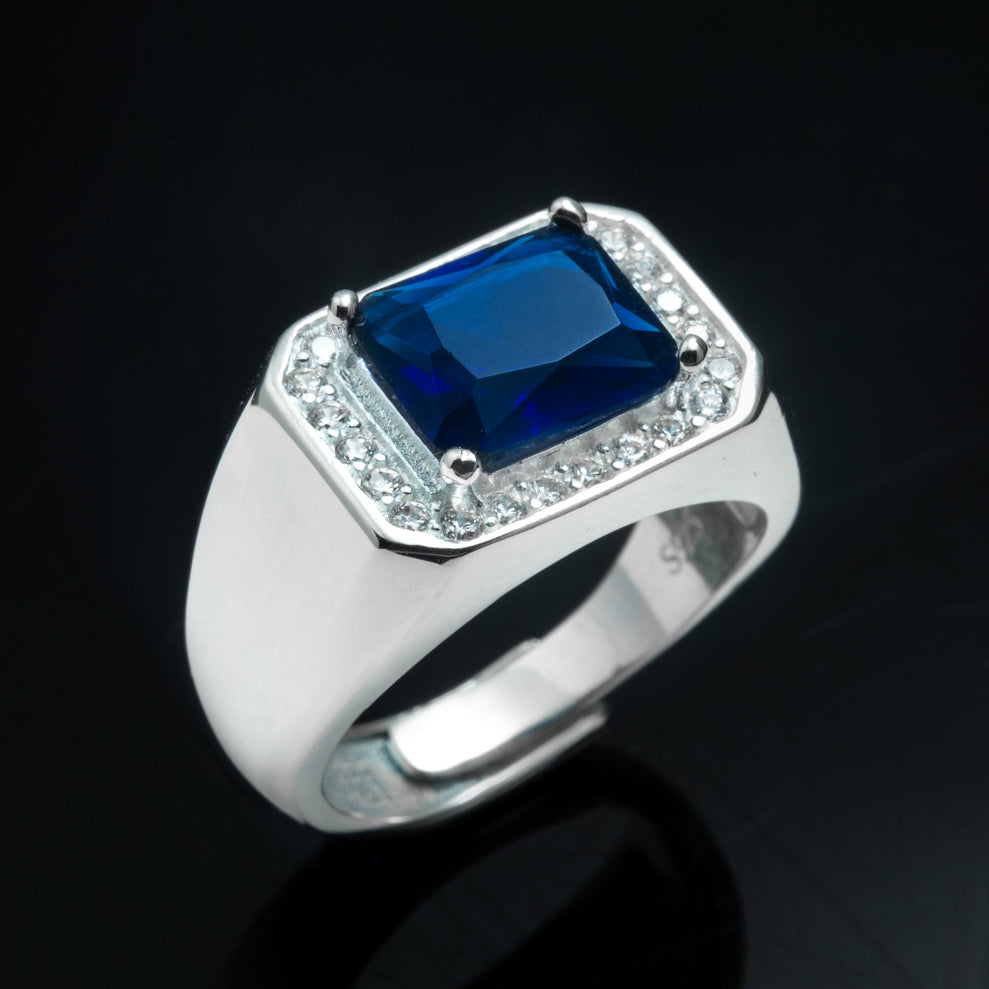 Silver Sapphire Adjustable Ring