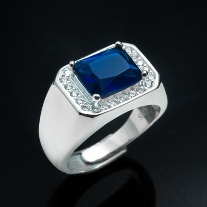 Silver Sapphire Adjustable Ring