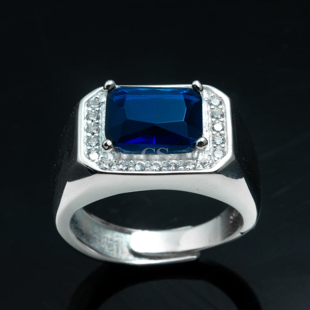 Silver Sapphire Adjustable Ring